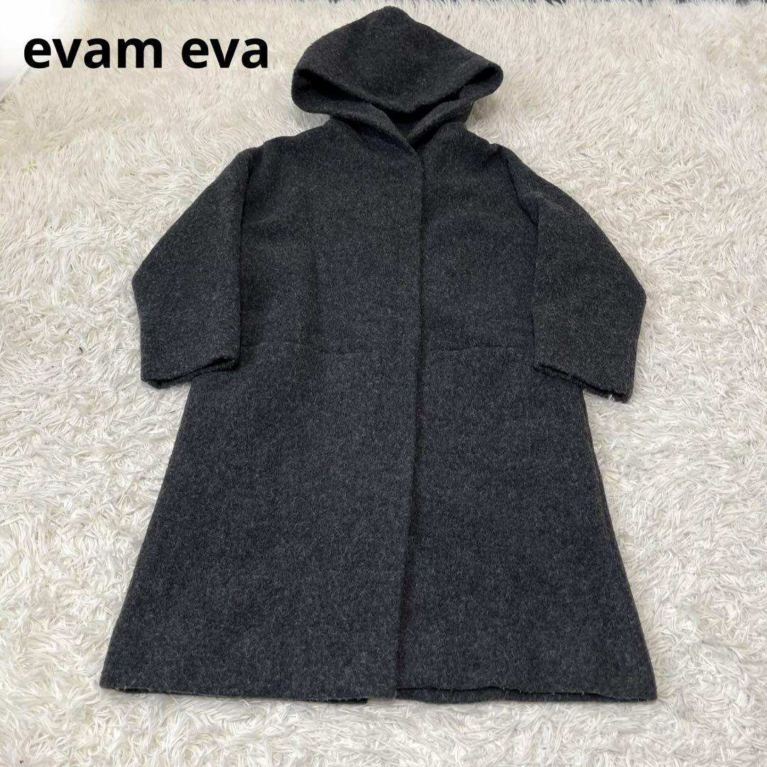 evameva (エヴァムエヴァ) Wool Coat Parker Gray