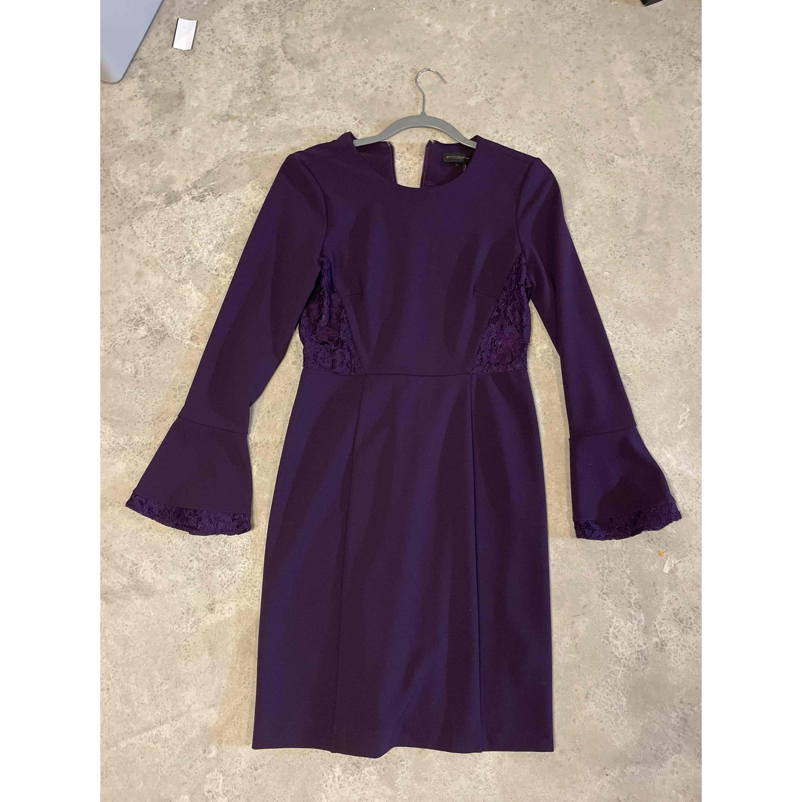 Donna Karan Purple Lace Back Bell Sleeve Long Dress Size 6