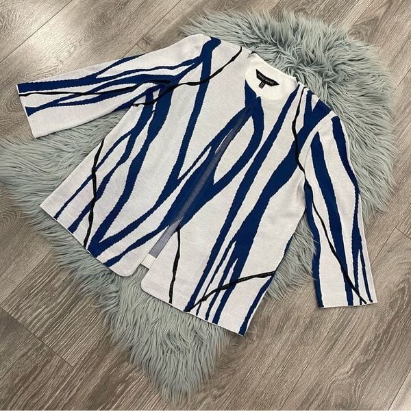 NWT MING WANG 3/4 sleeve jacket in blue white - 6