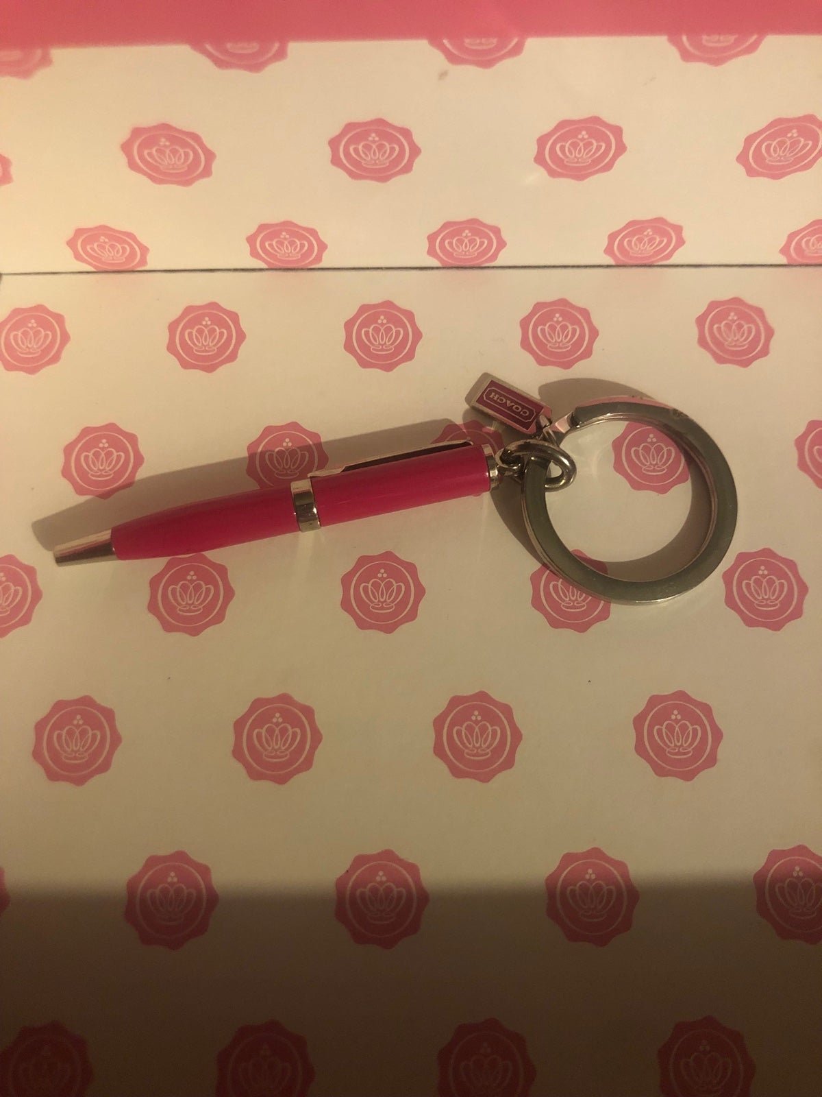 Coach Pink Pen Keychain charm RARE