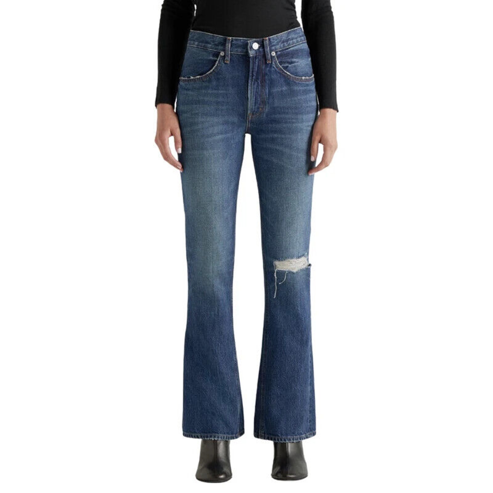 NWT EDWIN Averi Pretender Distressed Flare Jeans Size 26 Vintage Wash Denim USA