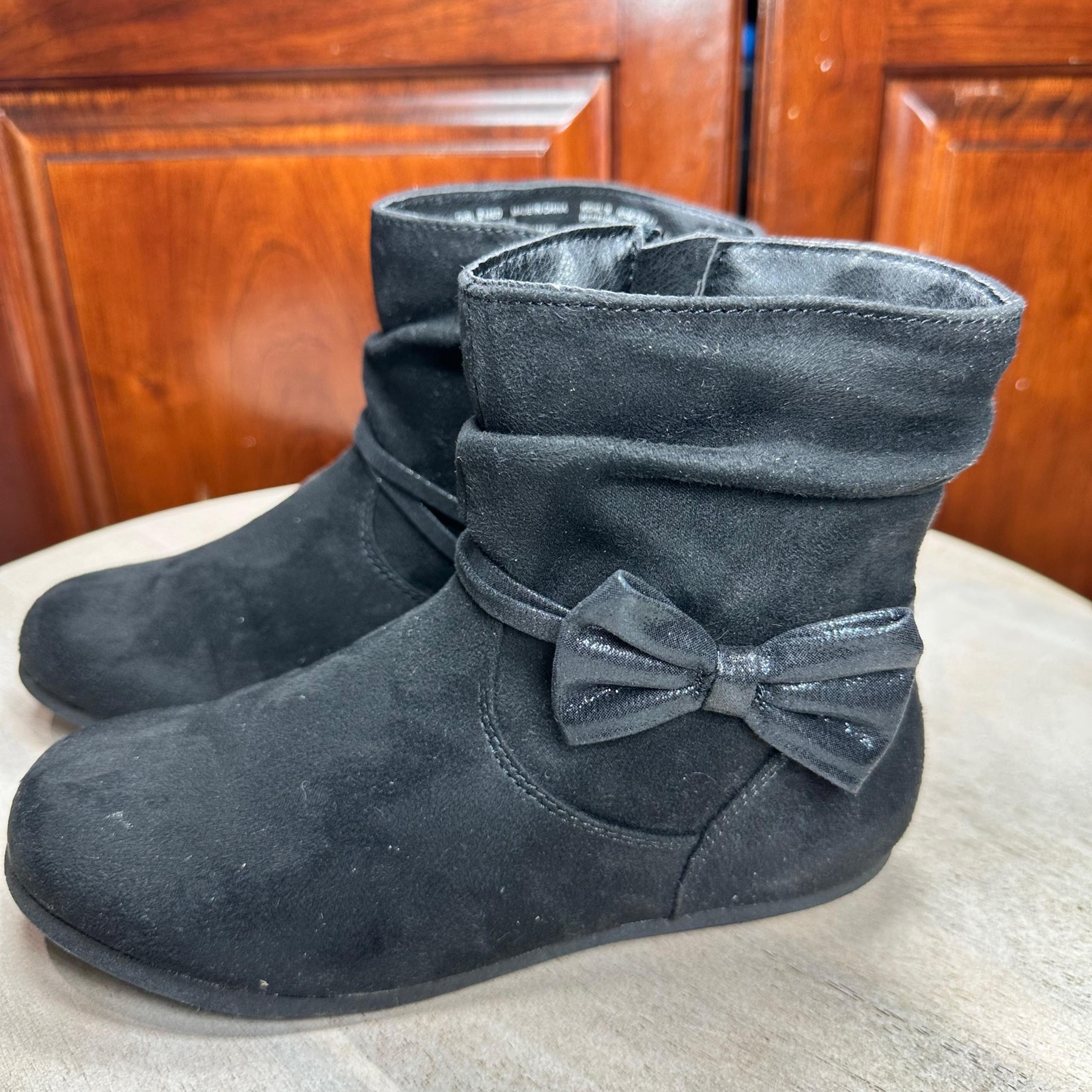 Girls Ankle Boots Size 2 So Peppermintgum Black Side Zip Memory Foam Boots