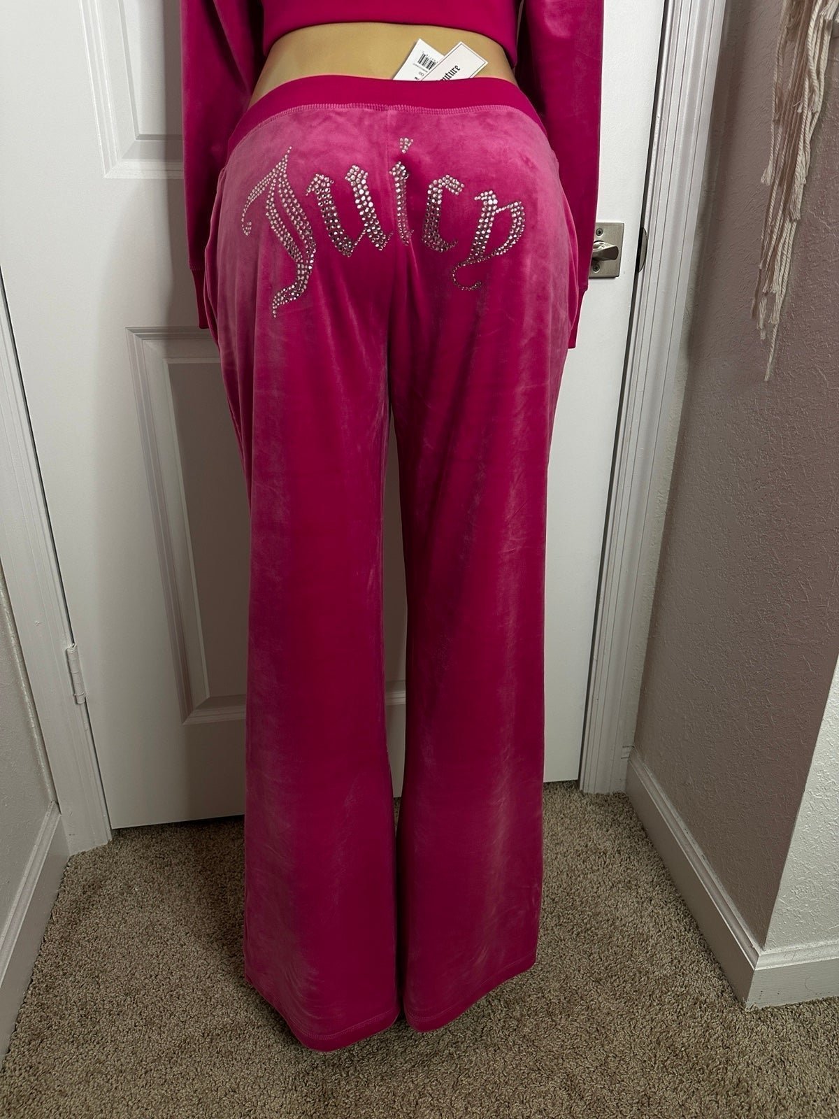 Juicy Couture pink velour big bling pants