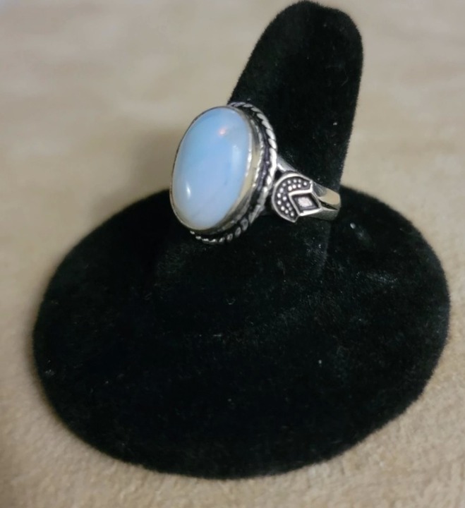 Handmade 925 Sterling Silver Plated Opal Gemstone Rings Size 6.5