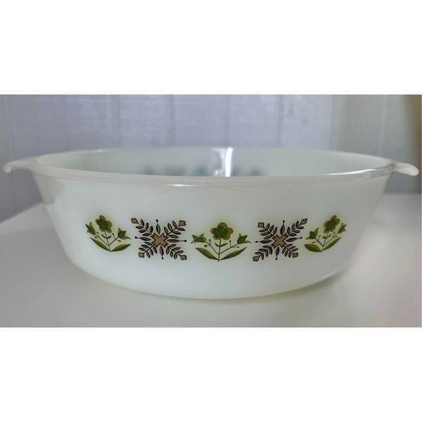 Vintage Anchor Hocking Fire King Green Meadow 2 Quart Casserole Dish 438