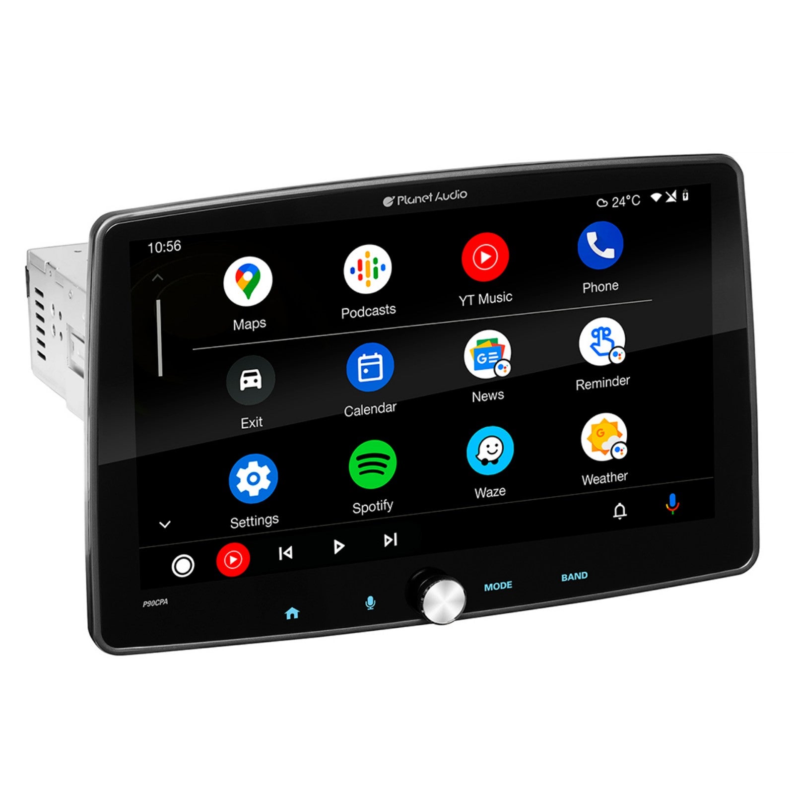 10.1” Single DIN Mechless Adjustable Face Touchscreen Receiver with Apple CarPla