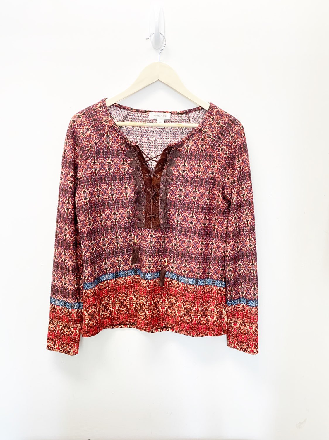 Vintage America Long Sleeve Top, SZ M