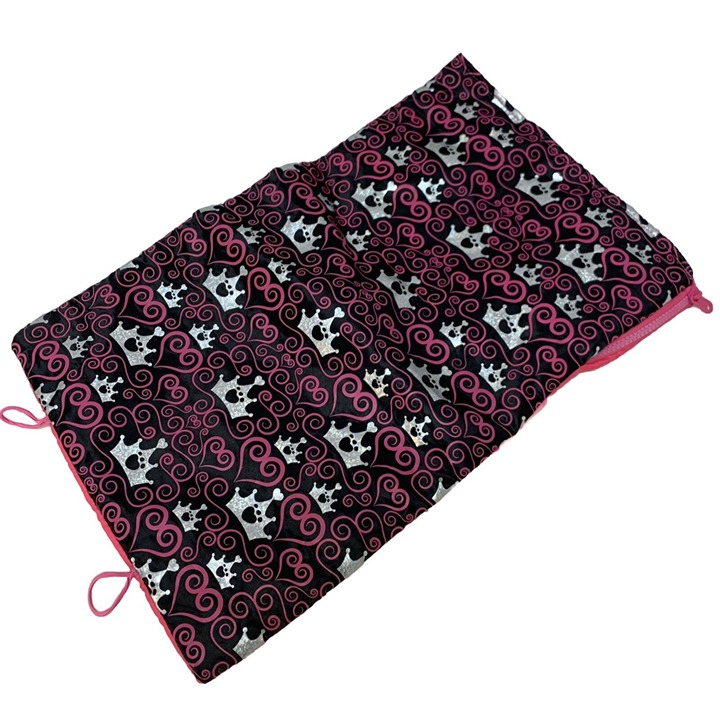 Build-A-Bear Black & Pink Sleeping Bag Bed Roll Princess Tiara Crown