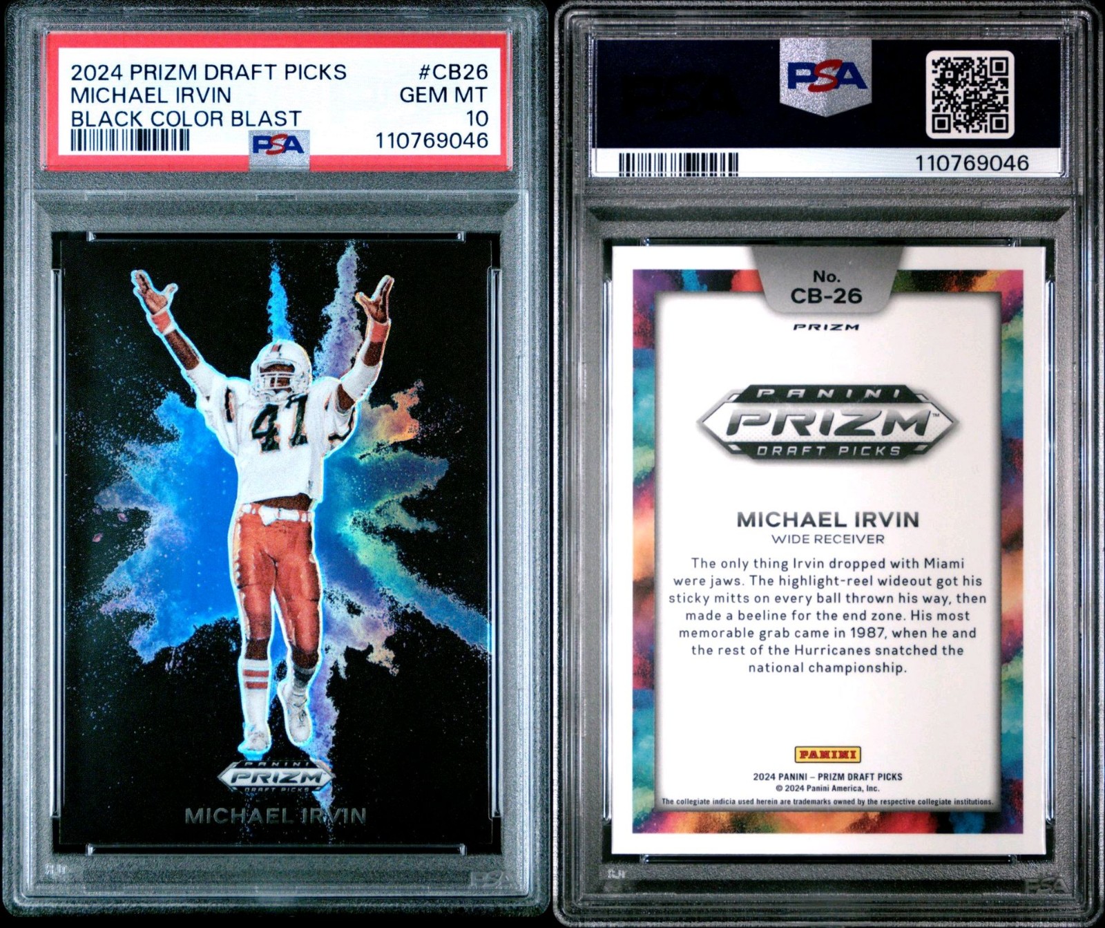 2024 Panini Prizm Draft Picks - Black Color Blast Michael Irvin #CB-26 PSA 10