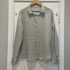 CP Shades Linen Shirt Women’s Large Tunic Button Up Lagenlook Minimalist Coastal