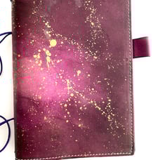 Crazy Organized A5 Purple Gold Painted Leather Traveler's Notebook Cover TN