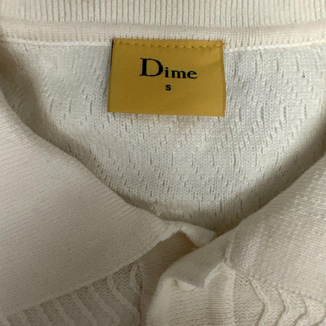 【DIME】 WAVE CABLE KNIT POLO-CREAM Dime Men's Wave Cable Knit Polo Shirt in Cream Dime