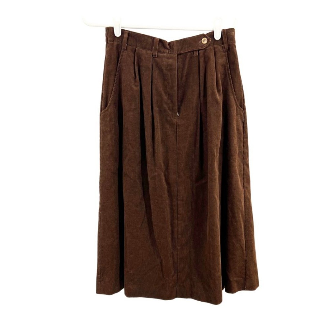 Haggar Casuals 12 vintage brown corduroy midi skirt casual neutral retro