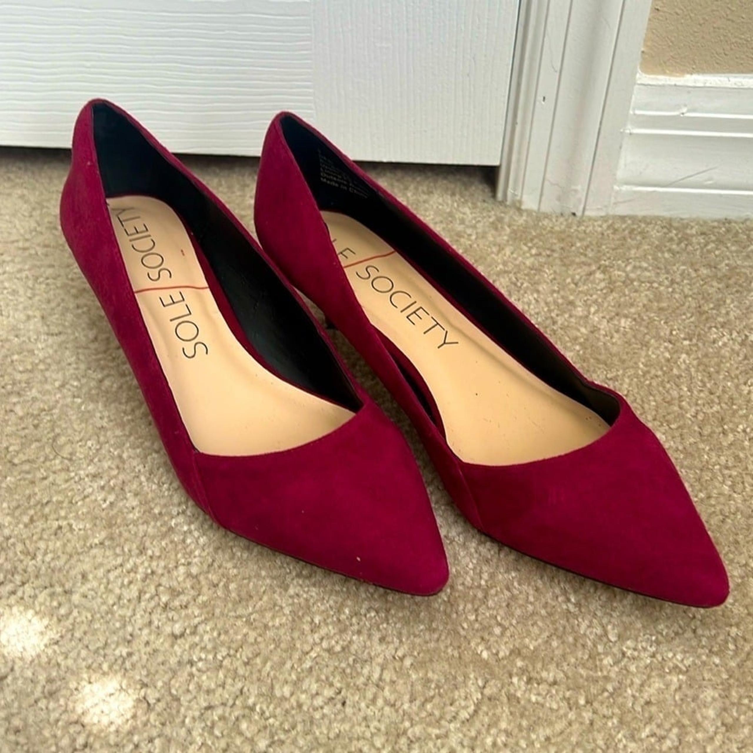 NEW! Sole Society Kitten Heel Pumps Pointed Toe Dress Shoes Burgundy Size 8