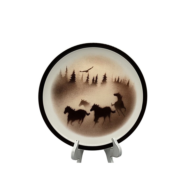 Big Sky Carvers Wild Horses Brown and Beige Platter by Thomas Norby Retired