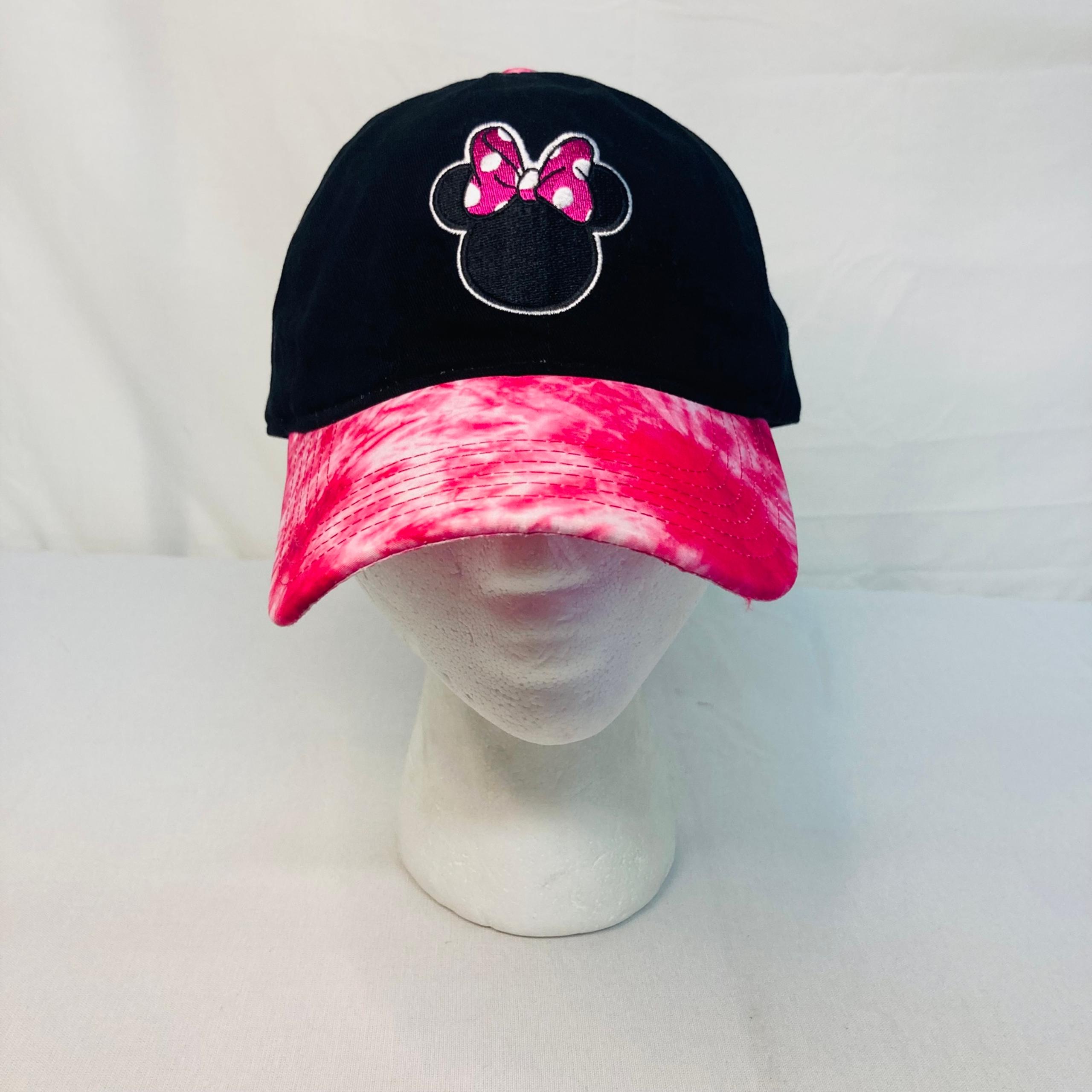 Youth Disney Minnie Mouse Embroidered Pink Tie Dye Black Strapback Childrens Hat