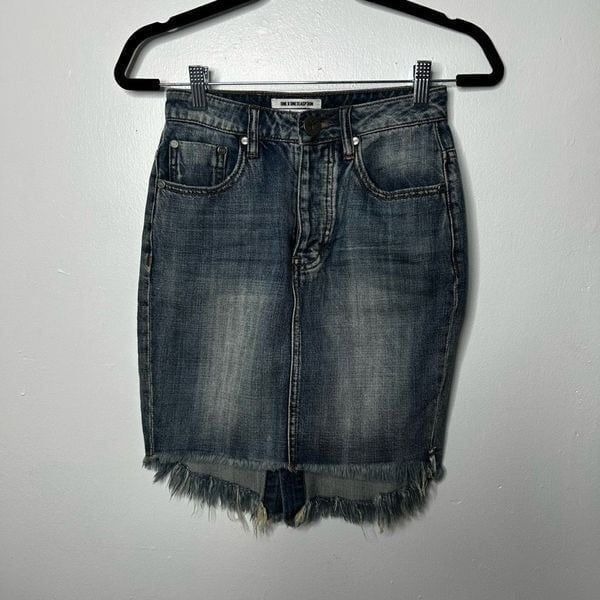 One X One Teaspoon Denim Mini Skirt Size 24 100% Cotton Y2K Classic Versatile