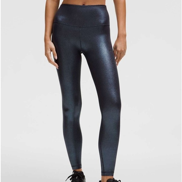 lululemon Align HR Rib Pant 28 *Shine/Radiate Foil Print Black / Size 6/LW5GDNS