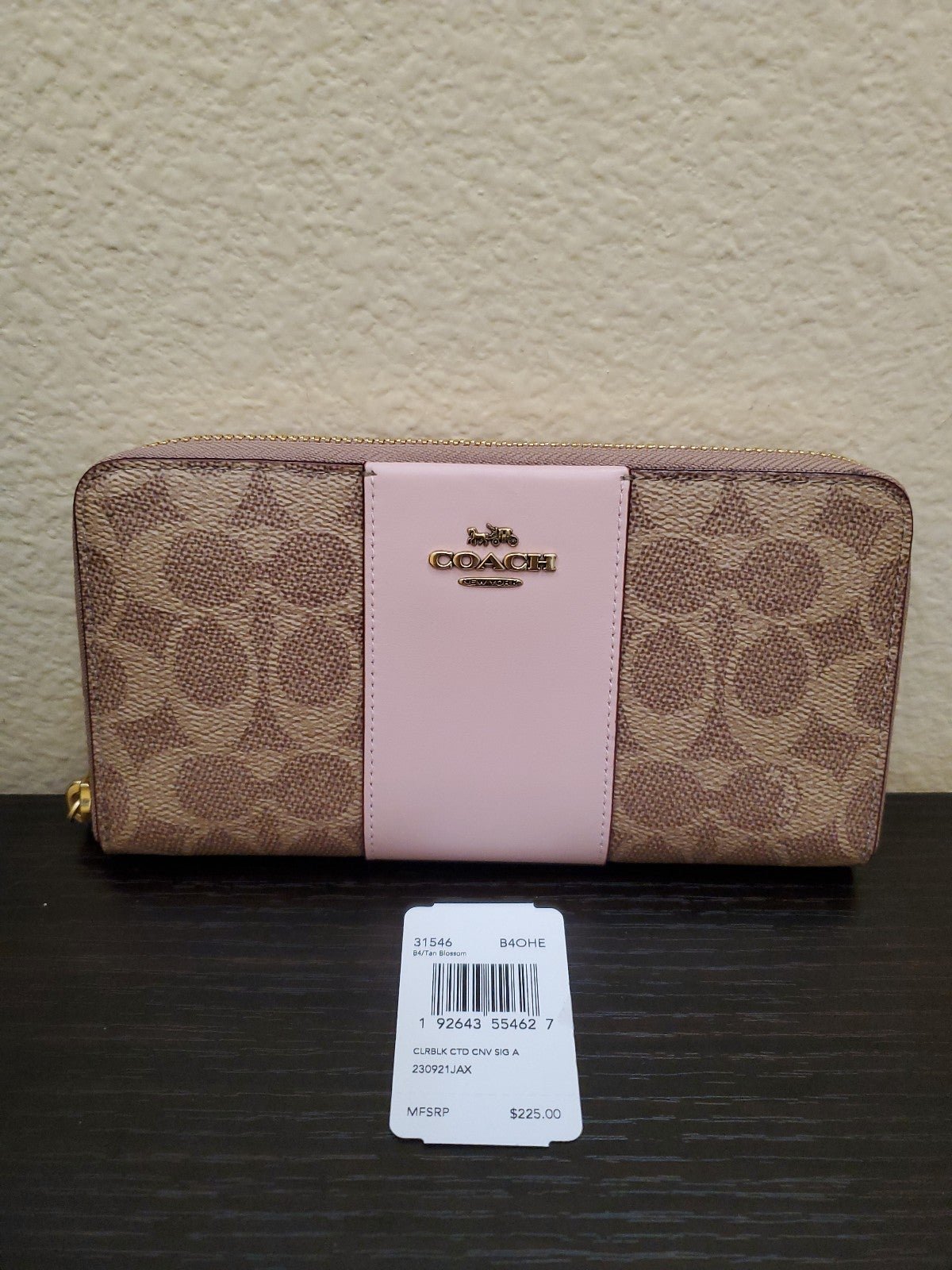 Coach Signature Coated Canvas Colorblock Accordion Zip Wallet