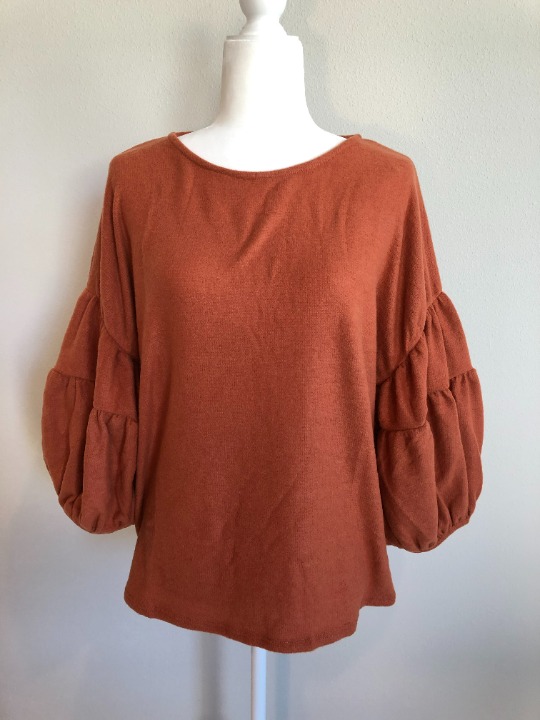 Knit Top with Balloon Sleeves