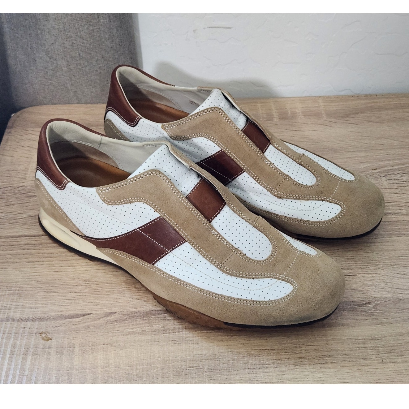 Cole Haan Men's Size 10 Nike Air Collab Slip On Leather Suede Brown White Tan
