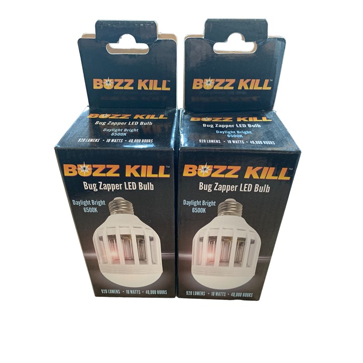 Buzz Kill Bug Zapper LED Light Bulb Daylight Bright 6500K 2 pack