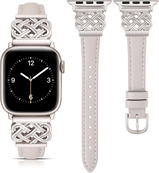 38 40 41 42mm Dressy Slim Thin Leather Band Compatible with Apple Watch