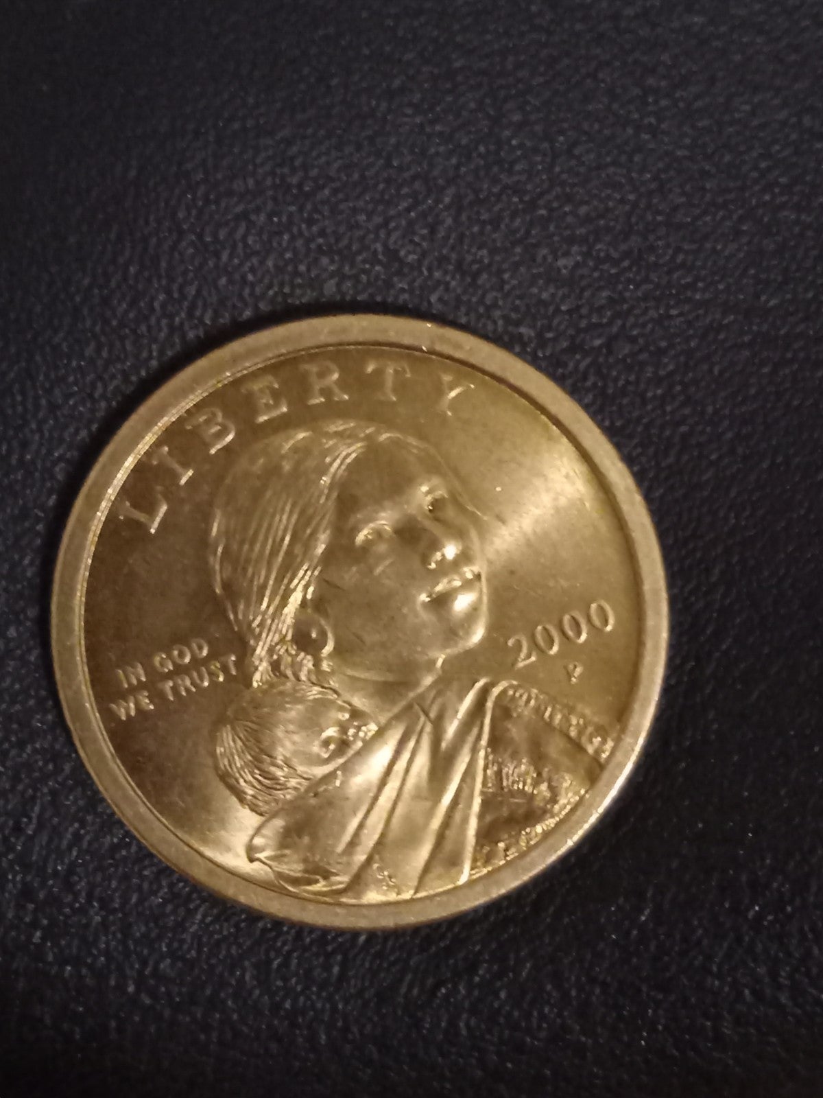 sacagawea gold 1 dollar year 2000 stamp P error doubling repunch on P!!