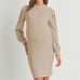 Pinkblush Beige Maternity Dress NWT Ribbed Long Sleeve Midi