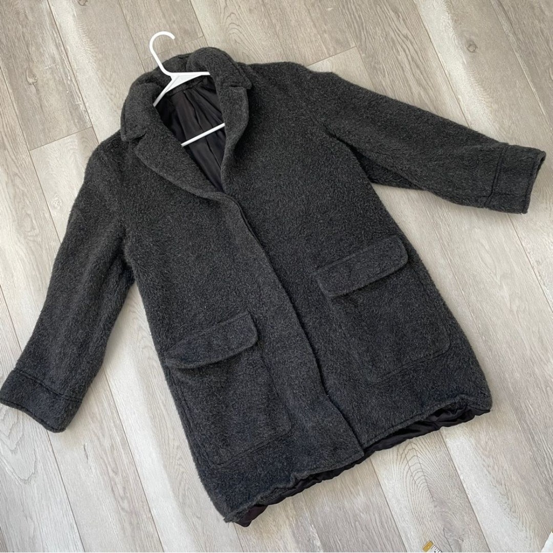 Vintage Alpaca Coat u-knit womens Dark Gray (medium) wool minimalist office chic