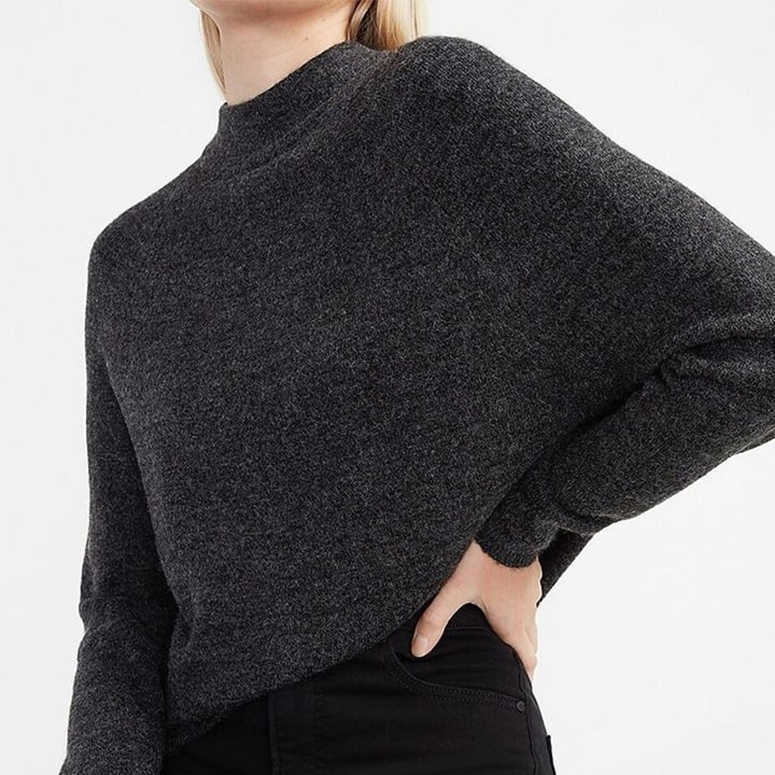 NWT EXPRESS Dark Grey Mock Neck Tunic Sweater Sz XS