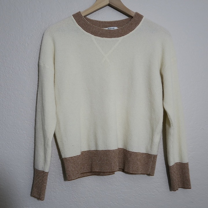 Madewell Tipped Cashmere Ocean Cream Soft Sweater Pull On Business Casual Lounge
