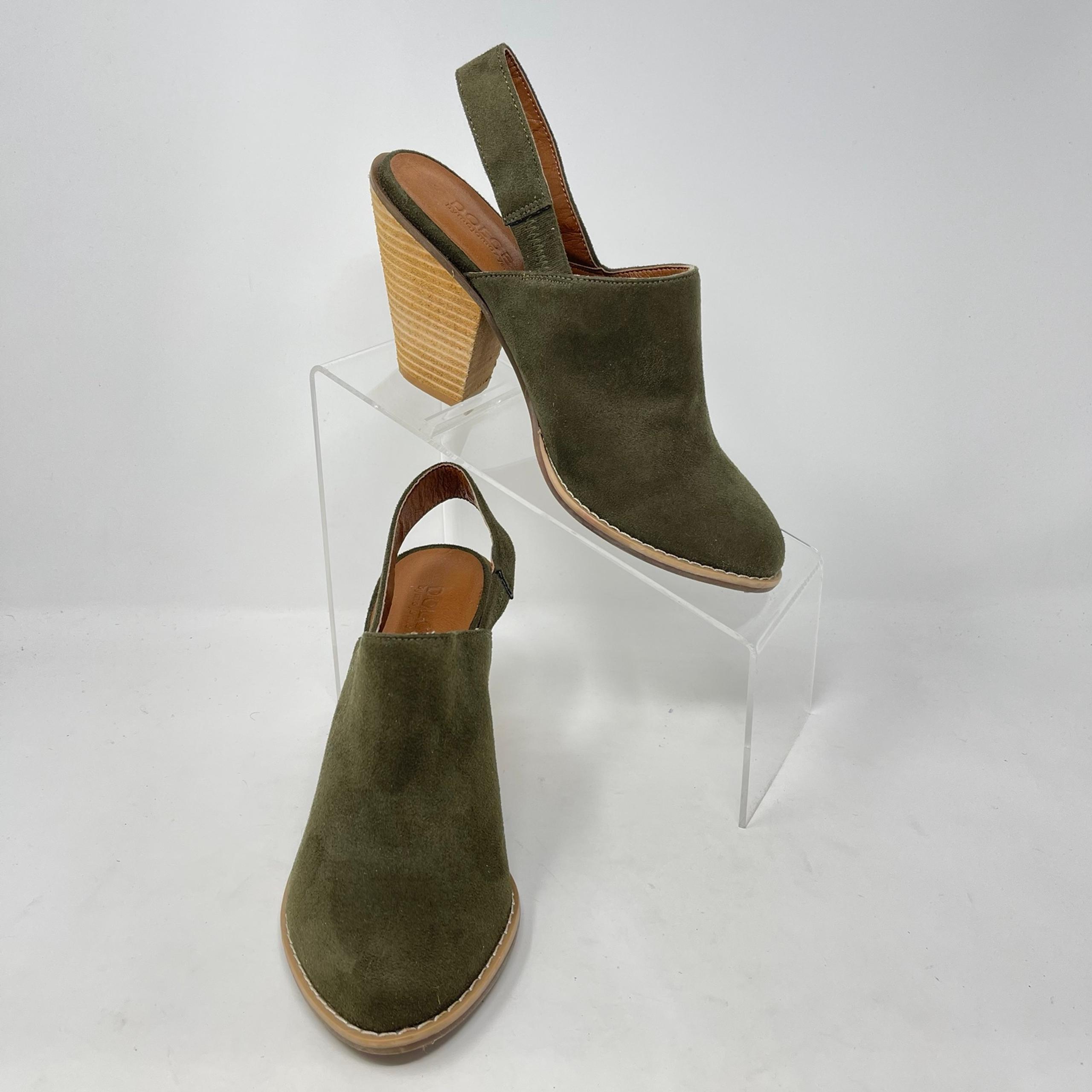Dolce by Mojo Moxy Green Suede Sling Back Block Heel Shoes 7.5