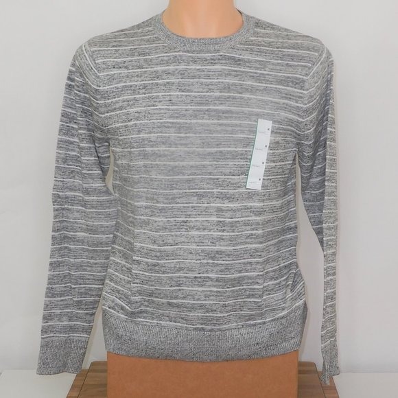 Goodfellow & Co Men's Sweater Size M Gray Long Sleeve Pullover Striped (CJ007)