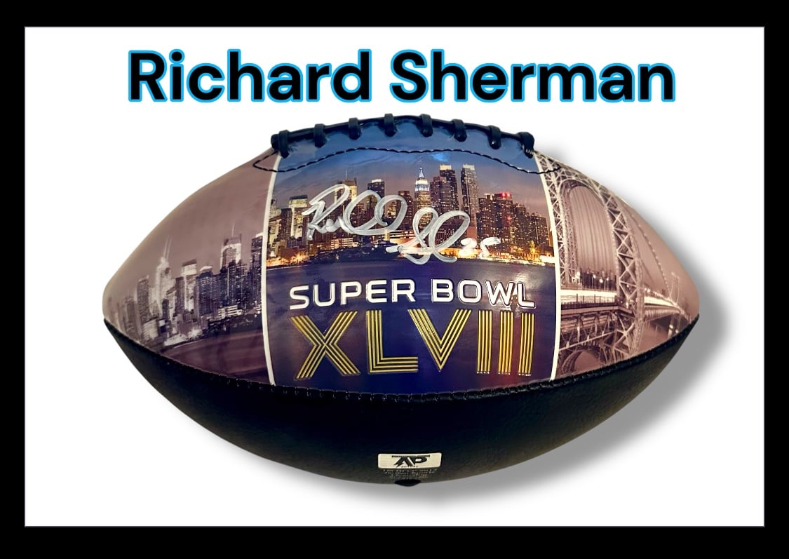 RICHARD SHERMAN AUTOGRAPHED SIGNED SEAHAWKS FULL SIZE FOOTBALL AUTHENTICITY COA