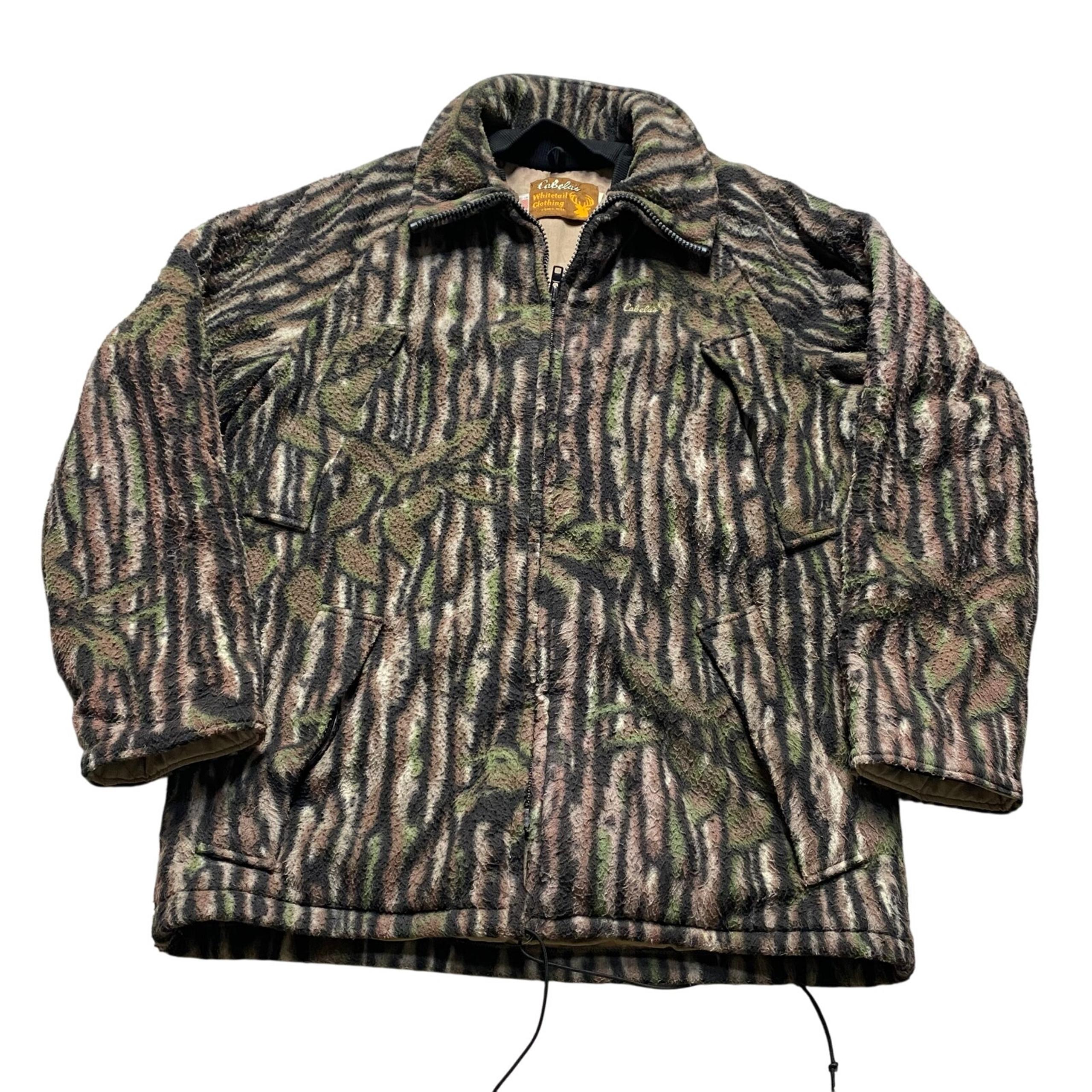 Vintage Cabelas Mens Whitetail Camouflage Camo Fleece Goretex USA Rare 90s Large
