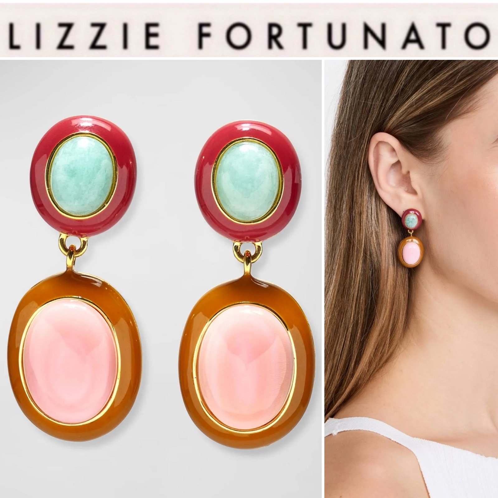 Lizzie Fortunato PAPAYA IN PINK CONCH Multicolor Statement Earrings NWT 230