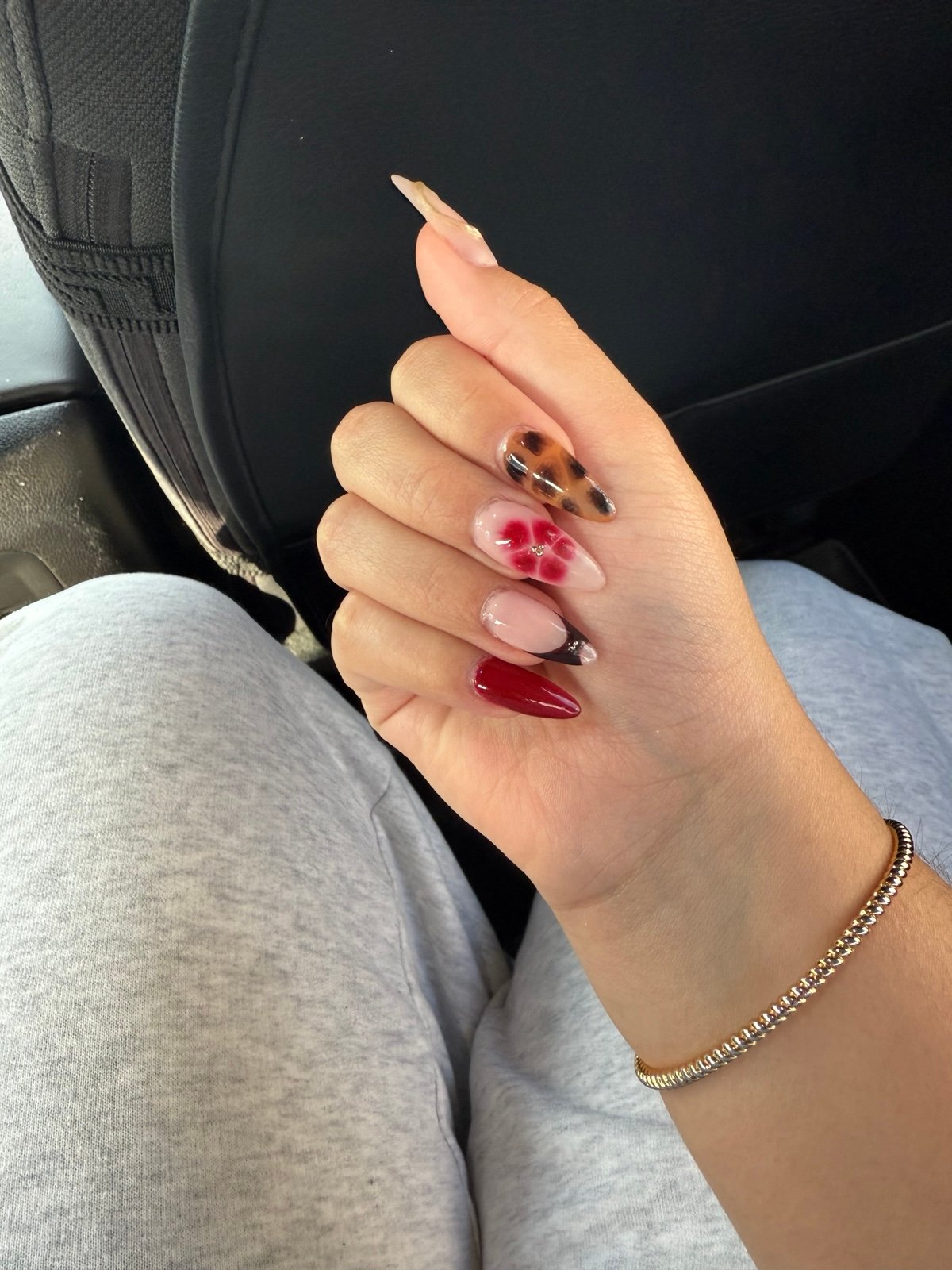 Red leopard fall gelx nails