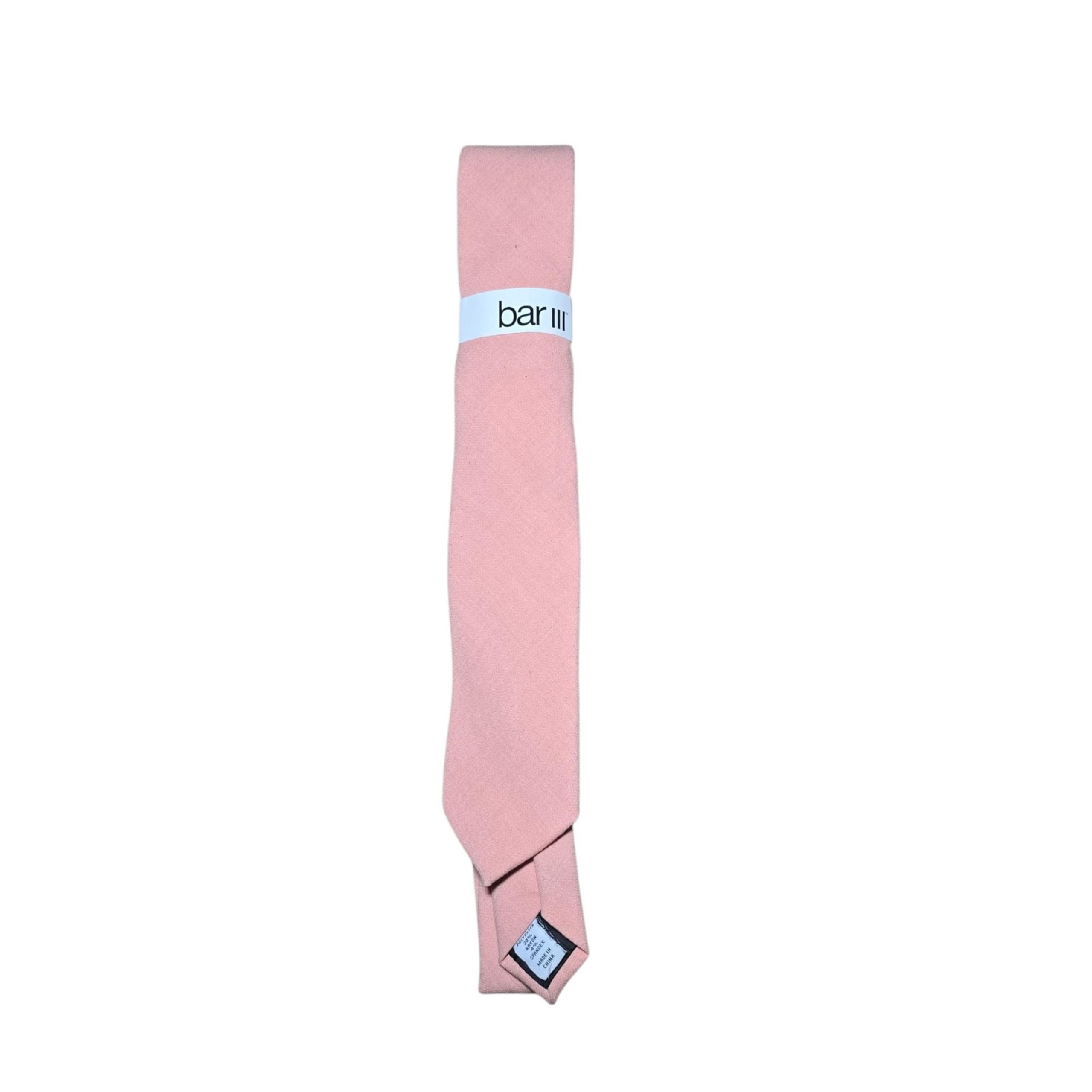 Bar III Men's Necktie Light Pink Textured Solid Dress Tie Wedding Formal