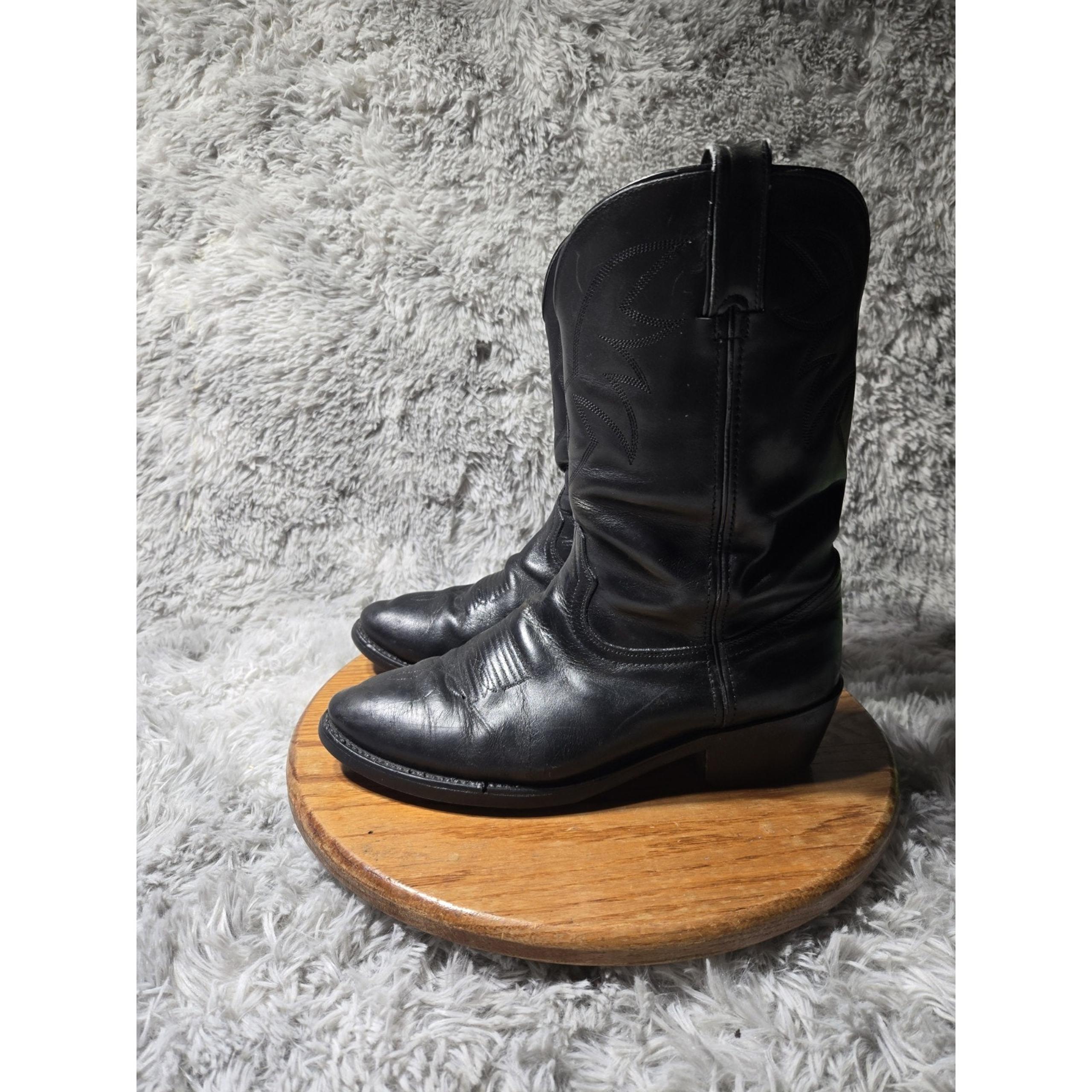 Durango Western Boots Mens 9.5 EE Black Cushioned Leather Oil & Slip Resistant