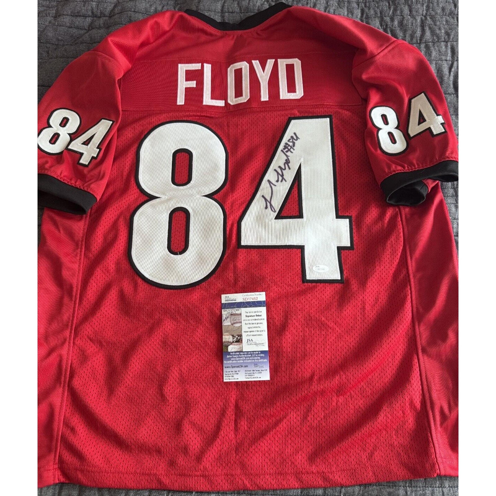 AUTOGRAPHED JERSEY JSA COA NCAA GEORGIA BULLDOGS LEONARD FLOYD NFL CHICAGO BEARS