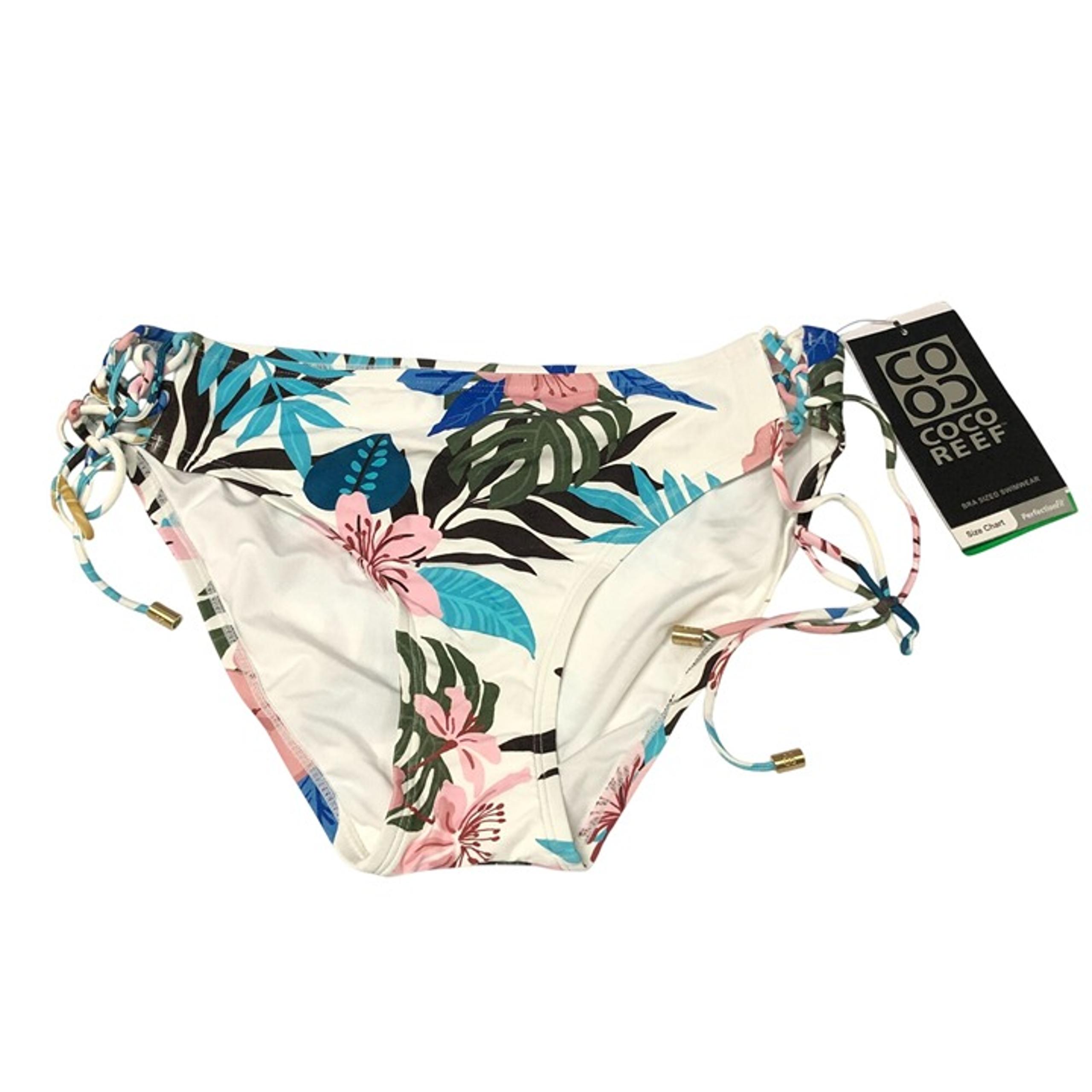 Coco Reef Engage Side Tie Bikini Bottom Tropical Floral White L