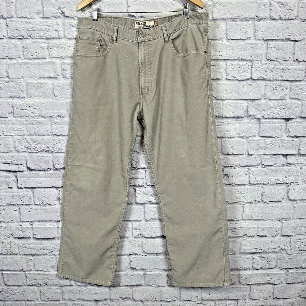 VTG 90s Levis Jeans Mens 38x30 Khaki Corduroy Pants 559 Relaxed Baggy Skater Y2K