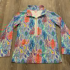 Lilly Pulitzer Lover’s Coral Skipper Popover Colorful 1/2 Zip with Pocket Size M