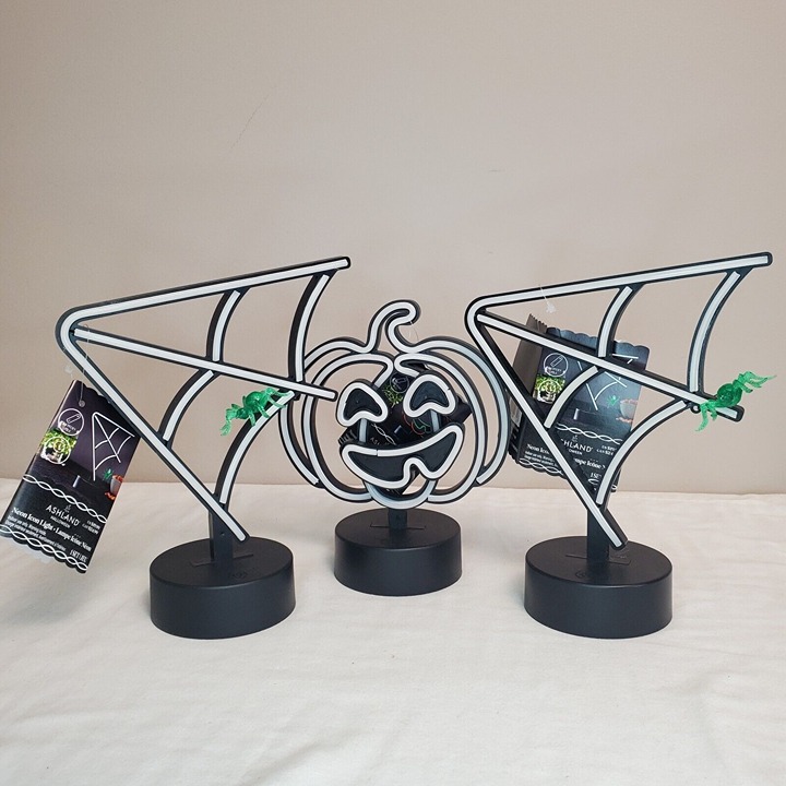 Ashland Halloween Neon Icon 9-10 Lights Spider Web Pumpkin New Room Table (3)