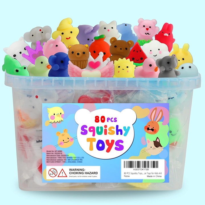 80Pcs Party Favors for Kids 4-8, Kawaii Squishies Mochi Squishy Toy Bulk Fidget