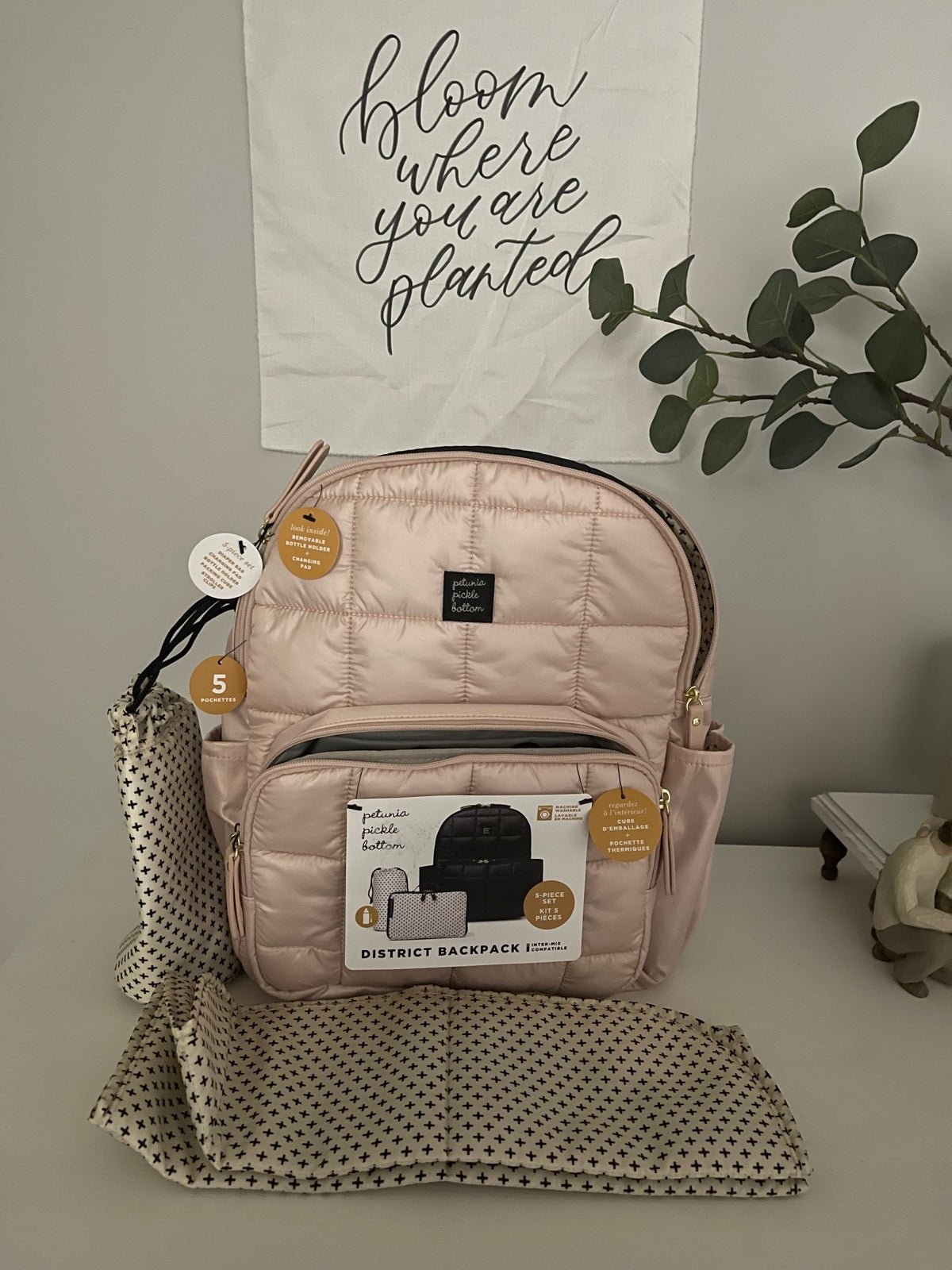 Petunia pickle bottom pink puffer diaper bag