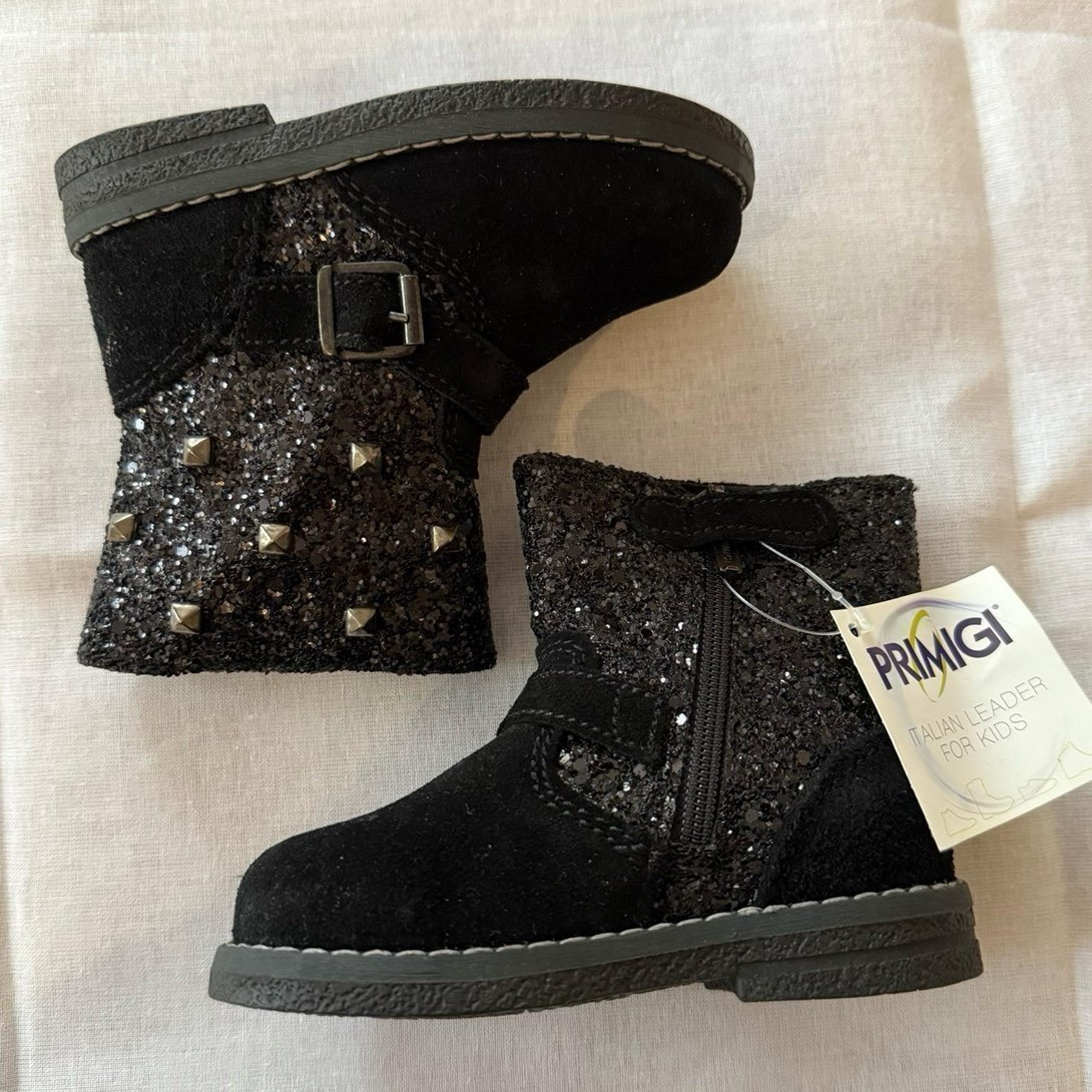 New Primigi boots Tecla suede glitter studs rocker zip suede ankle sparkle 20 5