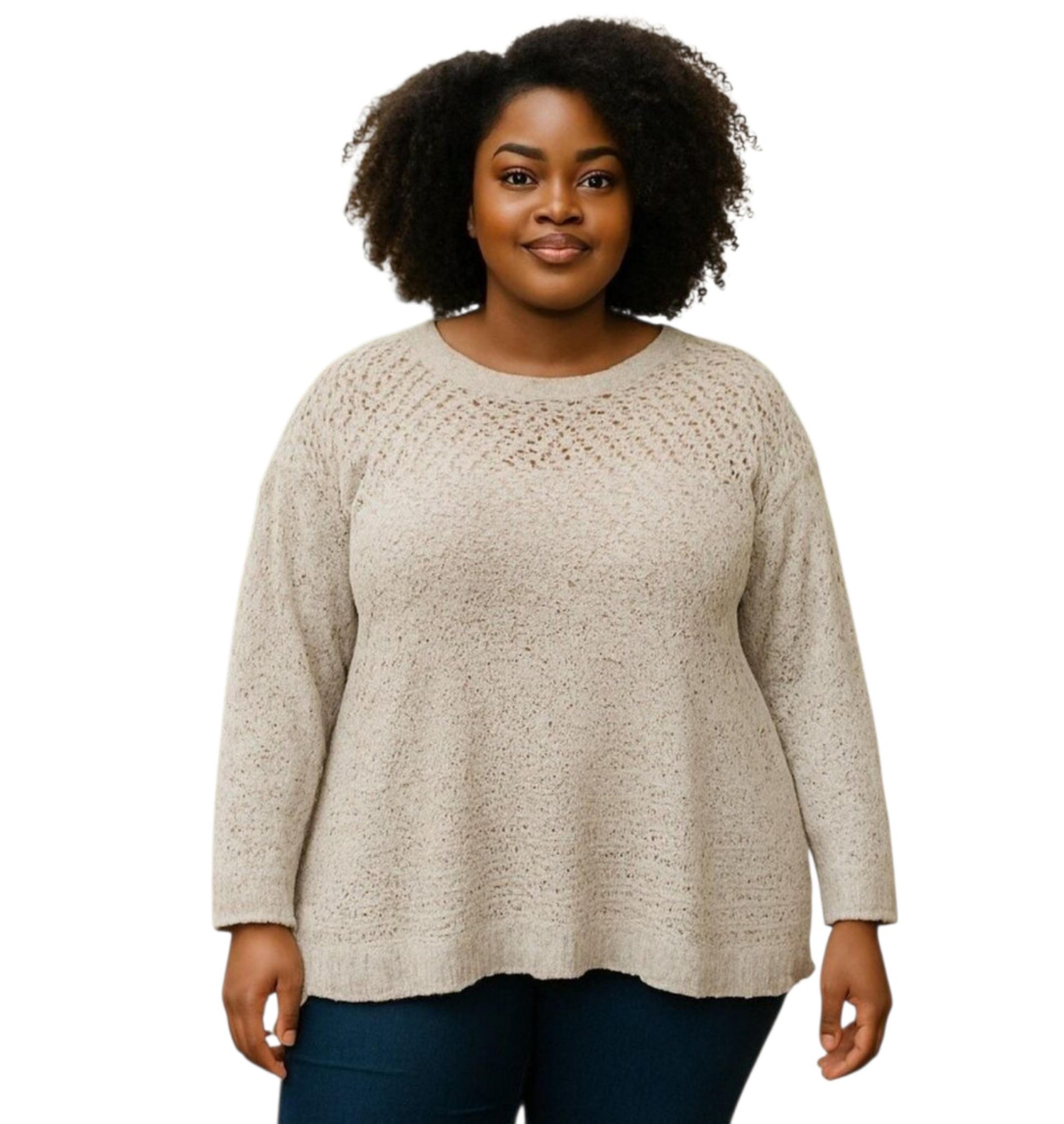 Torrid 11205366 Open Stitch Yoke Long Raglan Sleeve Knit Sweater Size 3 or 3X