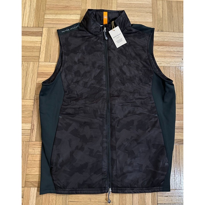 New Peter Millar Fuse Elite Hybrid Vest Mens Small Black Camo Camouflage Golf
